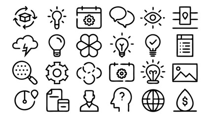 Fototapeta premium Creative vector icons depicting the duality of unlearning and relearning, useful for change management visuals, digital courses, and transformation-themed designs