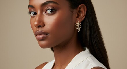Naklejka premium Elegant Leaf-Shaped Earrings A Statement Piece for Modern Women