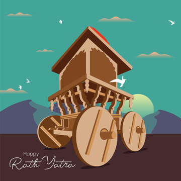 Traditional Indian Rath Yatra Poster Design &ndash; Lord Jagannath, Balabhadra, Subhadra