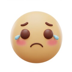 Fototapeta premium 3D Render of a Sad Crying Emoji with Pink Cheeks