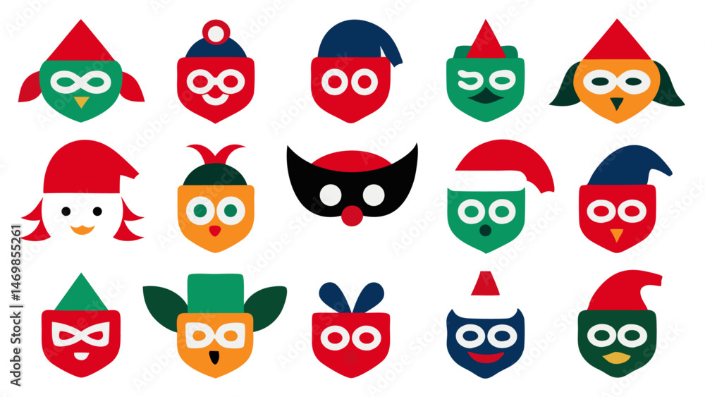 Poster this collection of vector-based christmas masks features intricate designs ideal for use in christma