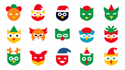 Bring your holiday projects to life with this high-quality vector set of Christmas masks designed for festive posters, digital invitations, and promotional visuals.