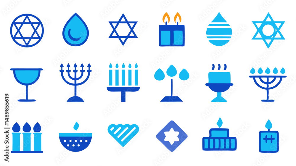 Poster add a festive touch to your holiday graphics with this hanukkah vector icon set designed to reflect 