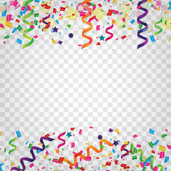 Confetti background isolated on transparent background