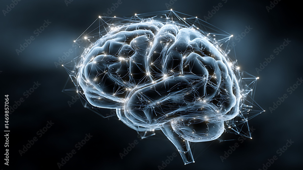 Poster brain with network connections, showcasing the complexity of the mind
