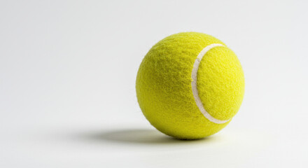 Close-Up of a Bright Yellow Tennis Ball on White Background