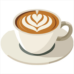 Coffee Cup With Latte Art Vector Illustration For Cafe Menu Template