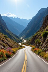 Naklejka premium Winding Mountain Road Landscape