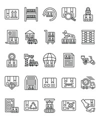 Delivery service icons on white backdrop