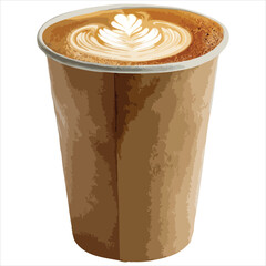 Vector Art Of Coffee Cup With Latte Art In A To Go Cup