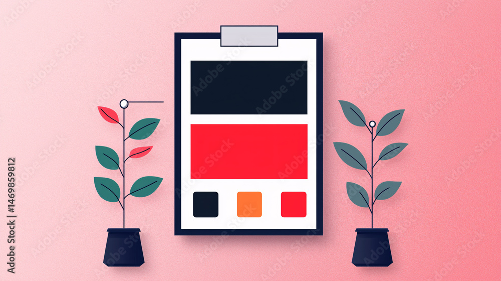 Poster workflow for result and conclusion. color palette with plants in a modern design setting.