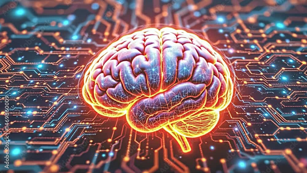 Aufkleber innovative brain technology future of neural networks science lab digital art futuristic environment