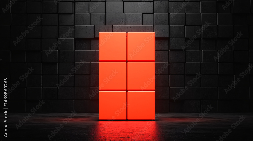 Poster workflow for result and conclusion. bright red geometric shapes against a dark textured background.