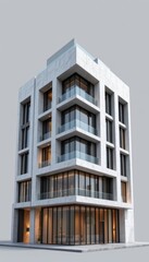 Obraz premium Modern White Concrete Apartment Building