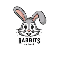 Cute rabbit face cartoon illustration