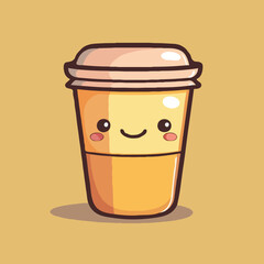 Cartoon Coffee Cup Illustration With A Cute Happy Face Expression Vector Art