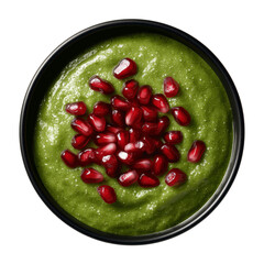 Green Smoothie Bowl Topped with Pomegranate Seeds