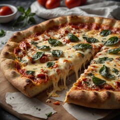 pizza on a wooden board