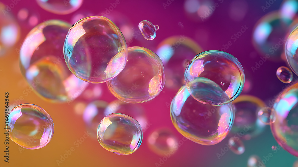 Poster a captivating view of floating bubbles