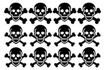 Fototapeta premium black Crossbones and skull death icon set with whit background