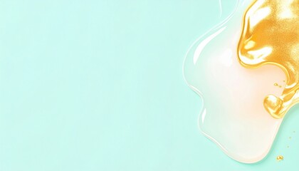 Naklejka premium Whimsical artistry of liquid gold and creamy textures mint background abstract composition soft lighting aesthetic beauty