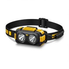Fototapeta premium Black And Yellow Dual Beam Headlamp With Adjustable Strap