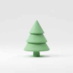 Fototapeta premium Simple 3D Rendered Pastel Green Christmas Tree