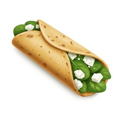 Spinach and Feta Wrap: A Rolled Tortilla with Green Filling