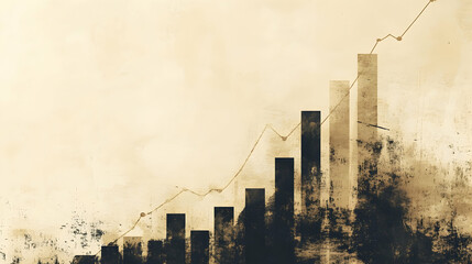Abstract image of a bar graph and line graph on a textured background.