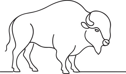 Obraz premium Bison One Line Minimalist Vector Illustration