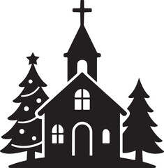 Holiday Church Vector Silhouette Clean Style