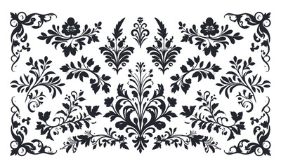 Modern vector illustration of ornate floral and decorative design elements, easily editable and scalable.