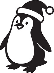 Cute Christmas Penguin Vector Silhouette Art