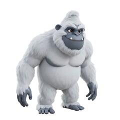 Naklejka premium 3D Angry Yeti Cartoon Creature Aggressive Pose