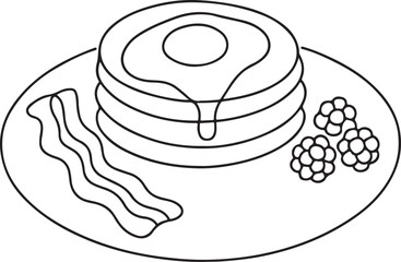 Pancake Breakfast Line Drawing Vector Art