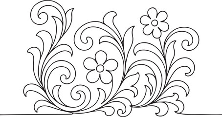 Floral Pattern Victorian Style Line Art Design