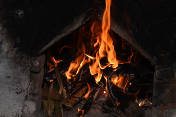 fire in the fireplace