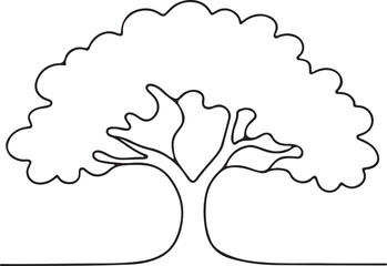 Oak Tree Line Art in Creative Minimalist Style