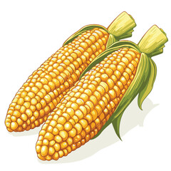 Two Fresh Corn On The Cob Graphic Illustration For Healthy Eating And Agricultural Concepts