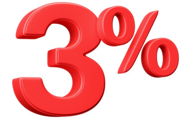 3D Red 3 Percent Off Sale Discount