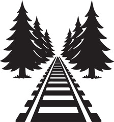 Obraz premium Railroad in Forest Silhouette Natural View
