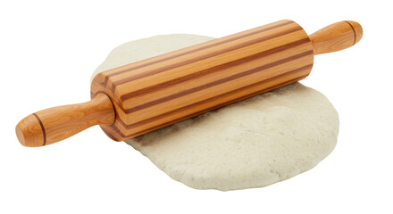 Isolated Rolling Pin with Dough on White Background