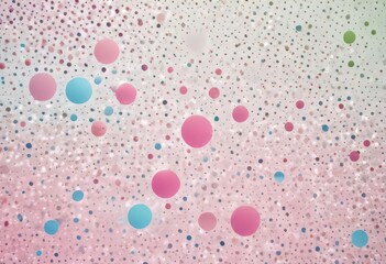 White background, varying sized colored dots  Pink, blue, green halftone effect , texture, graphic, surface