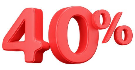 3D Red 40 Percent Off Sale Discount
