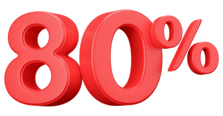 3D Red 80 Percent Off Sale Discount