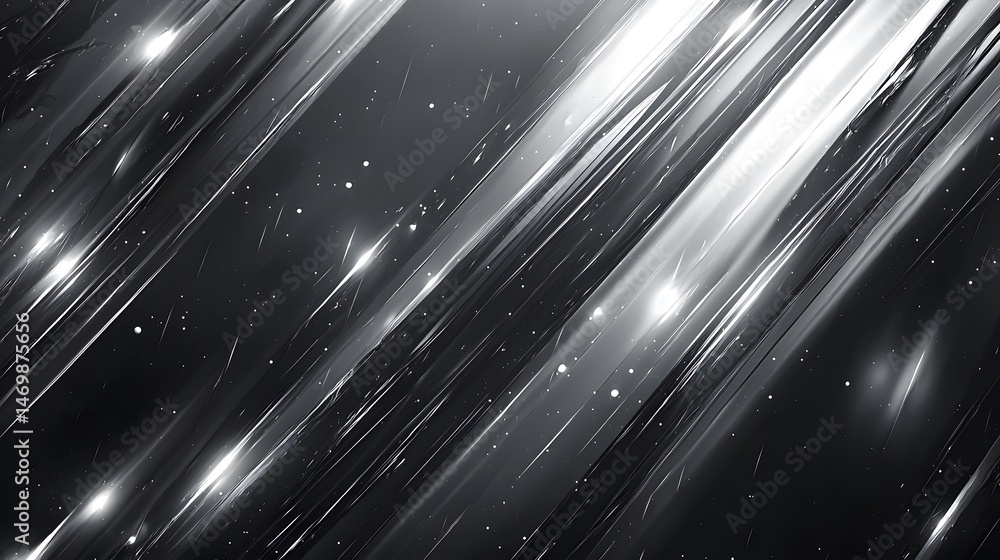 Poster abstract design with diagonal lines and light streaks.
