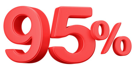 3D Red 95 Percent Off Sale Discount