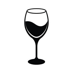 Minimal Wine Glass Elegant Vector Silhouette