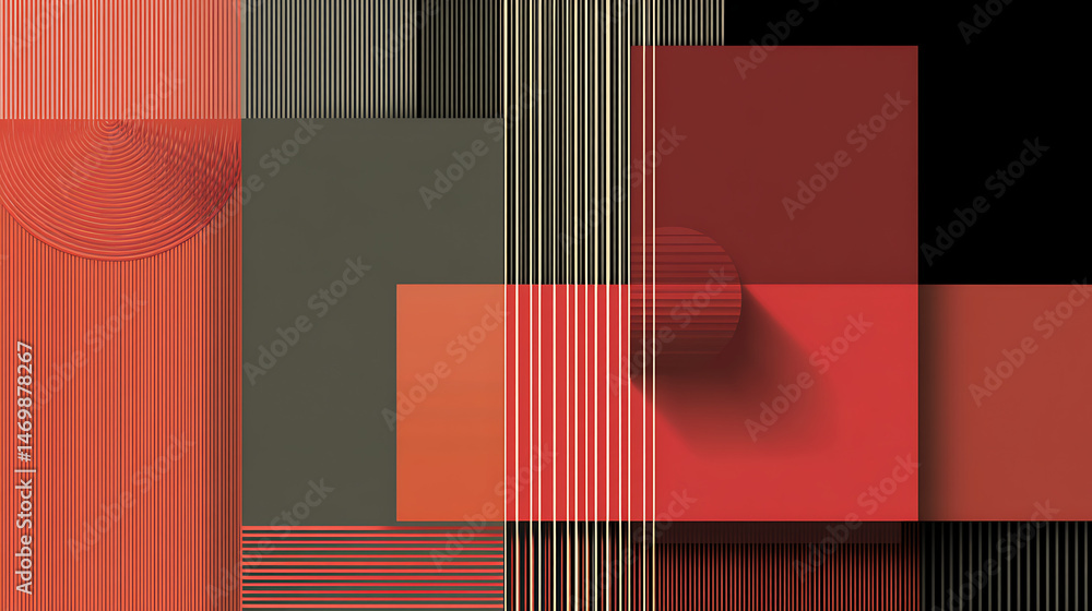 Aufkleber abstract geometric composition with layered squares and rectangles