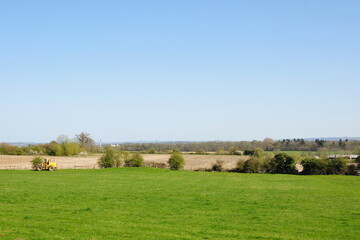 Green farmland field in the countryside